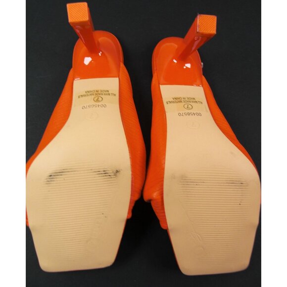 Olivia Ferguson Women's Slip-on Orange Heels Opened Toe Pump Size 7 - Picture 5 of 5